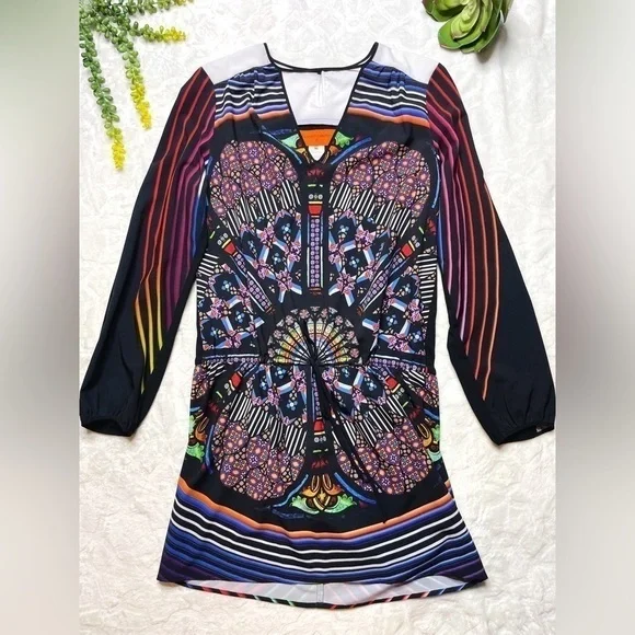 Clover Canyon x Revolve Stained Glass Drawstring Long Sleeve Mini Dress in Multi - Picture 16 of 16